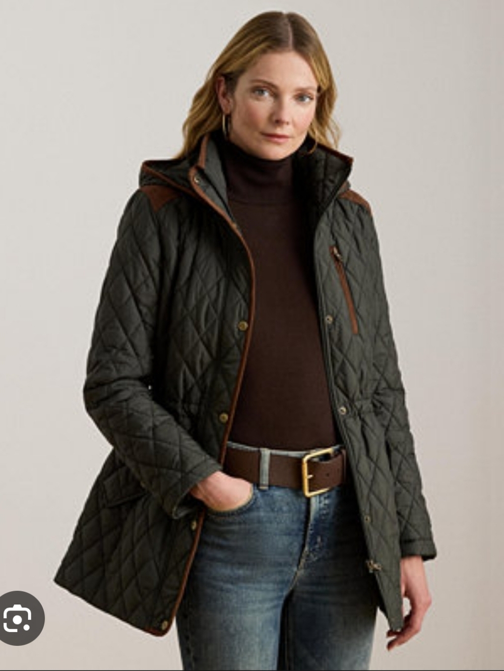 Lauren Ralph Lauren Quilted With Faux Leather Women's Jacket